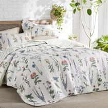 Edredón Bedsure Floral Blanco King Size Reversible (270x240 cm)