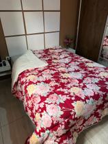 Edredon Coberdron Sherpa Estampado Queem Floral Vermelho