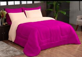 Edredon Dupla face 06 peças na cor avelã com pink casal queen Edredon Dupla face 06 peças na cor avelã com pink casal queen