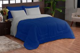 Edredon Dupla Face Casal Queen 06 Peças Marinho Cinza Edredon Dupla Face Casal Queen 06 Peças Marinho Cinza