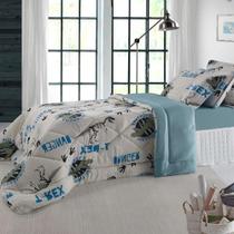 Edredon em malha solteiro dinossauro Edredon em malha solteiro dinossauro