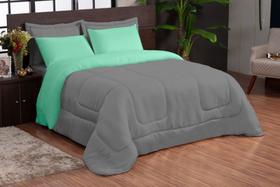 Edredon Ternura Casal Queen 06 Peças Verde Cinza Dupla Face Microfibra Edredon Ternura Casal Queen 06 Peças Verde Cinza Dupla Face Microfibra