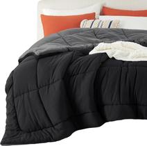 Edredons Bedsure Queen Size inserto de edredom preto/cinza edredom alternativo acolchoado para todas as estações com abas de canto Lavável à máquina (preto/cinza, Queen 88 x 88 polegadas)