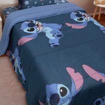 Edredrom de personagem Stitch solteiro de malha algodão portallar c/pequenos defeitos de fabrica