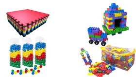 Educativo kit-300 Pecinhas Monta Monta-300 Lig Barras Bloquinhos + 2 un Tapete Infantil emborrachado antiderrapante 1x1+