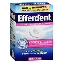 Efferdent Complete Clean Antibacteriano - 102 Comprimidos (4 Pacotes)