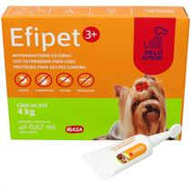 Efipet 3+ 0,67ml antipulga e carrapato para cães até 4kg ibasa
