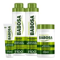 Eico Babosa Shampoo Condicionador 800ml + Máscara Tratamento 1kg e Leave-in 200ml