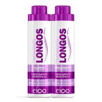 Eico Cabelos Longos Shampoo + Condicionador 800ml Brilho Resistência Fortalecimento Reduz Oleosidade Previne Queda Biotina Cabelos Fragéis Danificados