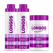 Eico Cabelos Longos Shampoo e Condicionador 800ml Fortalecimento Crescimento + Máscara Hidratação Reparação Resistência 1Kg