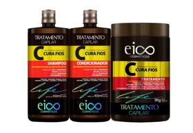Eico Cura Fios Shampoo E Condicionador 450ml Tratamento Pós Química Máscara 1kg