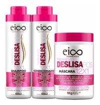 Eico Deslisa Fios 2x800ml + Máscara Hidratação 1Kg