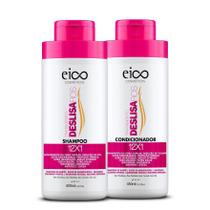 Eico Deslisa Fios Shampoo 450ml + Condicionador Desmaia 400ml Brilho Maciez Alinhamento Antifrizz