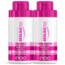 Eico Deslisa Fios Shampoo Hidratante 450ml + Condicionador Desmaia 400ml Brilho Maciez Alinhamento Antifrizz Reduz Volume Desembaraço