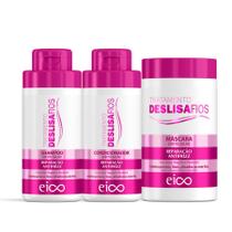 Eico Deslisa Fios Shampoo Hidratante 450ml e Condicionador 12X1 450ml + Máscara Hidratação Desmaia - Eico Cosméticos