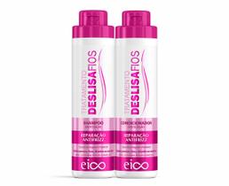 Eico Kit Shampoo 800ml + Condicionador 750ml Deslisa Fios Tratamento Antifrizz Pós Progressiva Lisos Alisados