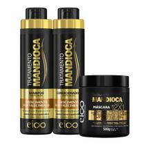 Eico Mandioca Shampoo 800ml e Condicionador 750ml + Máscara Hidratação 500g - Eico Cosméticos
