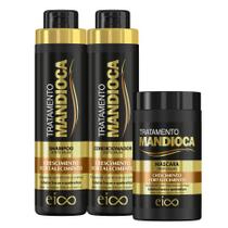 Eico Mandioca Shampoo 800ml e Condicionador 750ml + Máscara Hidratação Nutrição Brilho Crescimento 1Kg