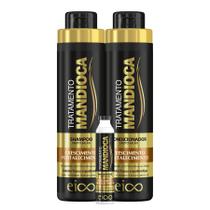 Eico Mandioca Shampoo Fortalecimento 800ml e Condicionador Hidratação Nutrição Protege Cor 750ml + Megadaose Creme Hidratação Tratamento