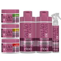 Eico Salão Em Casa Cronograma Profissional Shampoo Condicionador 450ml + Máscara 270g + Spray 120ml