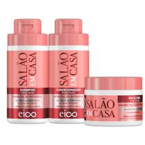 Eico Salão em Casa Hidratação Intensiva Shampoo 450ml e Condicionador 400ml + Máscara Creme 270g