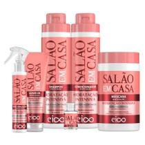 Eico Salão Em Casa Hidratação Intensiva Shampoo Condicionador 800ml + Máscara 1kg + Leave-in + Spray + Óleo Reparador