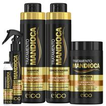 Eico Tratamento Mandioca Shampoo Sem Sal + Condicionador 800ml + Máscara Hidratação 1kg + Spray Leave-in Finalizador 120ml