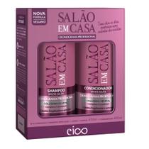 Eico Tratamento Shampoo Sem Sal 450ml + Condicionador Leave-in 400ml Creme Capilar Salão Em Casa Cronograma Profissional