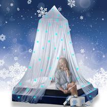 Eimilaly Princess Bed Canopy Glow Dark Snowflakes White