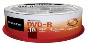 Eixo DVD-R Sony - Pacote com 15 Unidades (16x, 2 Horas de Gravação)