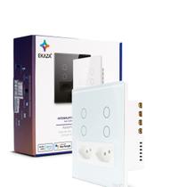 EKAZA Interruptor 4 botões + 2 tomadas 4X4,WIFI, Branco - EKAT-T3075-W EKAZA Interruptor 4 botões + 2 tomadas 4X4,WIFI, Branco - EKAT-T3075-W