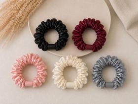 Elástico De Cabelo Cetim Liso Scrunchie Mulher Luxo Elegante 24 Und