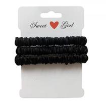 Elástico de cabelo MAXFEEL 100% puro, seda de amora preta, pacote com 3