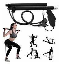 Elastico Exercicio Barra Pilates Extensor Ginastica Portátil Preto