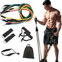 Elástico Extensor kit 11 Peças Power Tube Treino Fitness Funcional