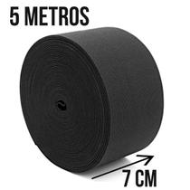 Elástico Reforçado Preto Largura de 07 cm 70mm com 5 metros