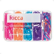 Elásticos Coloridos Para Cabelo Ricca Com 200Un Cód.3345