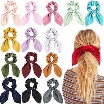 Elásticos de cabelo Aileam Bow Bunny Ears Silk 14 peças para mulheres
