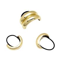 Elásticos De Cabelo Geométricos Em Liga Dourada 3 Peças, Prendedores De Rabo De Cavalo Elegantes Em