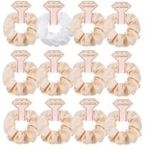 Elásticos de cabelo Hasoar Satin Bridesmaid, pacote com 12, branco e bege
