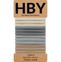 Elásticos de Cabelo HBY 12 Unidades para Cabelo Grosso 8 mm de Fixação Forte Elásticos de Cabelo HBY 12 Unidades para Cabelo Grosso 8 mm de Fixação Forte