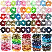 Elásticos de cabelo Hoteam Satin 200 peças, 52 cores para mulheres Elásticos de cabelo Hoteam Satin 200 peças, 52 cores para mulheres