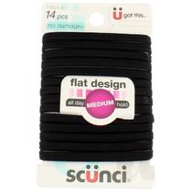 Elásticos de cabelo Scunci sem danos, design plano, 42 unidades, preto Elásticos de cabelo Scunci sem danos, design plano, 42 unidades, preto