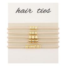 Elásticos de Cabelo WY LIGHTING LEVEL Loira Boho com Contas Douradas 5 Unidades