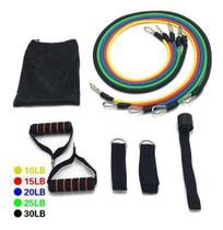 Elásticos Extensor Para Exercícios Funcional Casa Kit 11 Pça