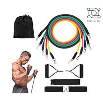Elásticos Extensores Para Exercícios 11 Peças Kit Completo Oferta Kit Elásticos Extensores 11 Peças Exercícios Musculaçã