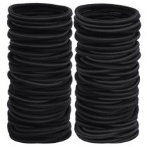 Elásticos para cabelo Sderoq 100 unidades pretos, 4 mm, para cabelo grosso Elásticos para cabelo Sderoq 100 unidades pretos, 4 mm, para cabelo grosso