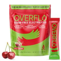 Electrolyte Powder Overflo Wild Cherry, sem açúcar, pacote com 15