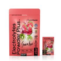 Electrolytes Powder Plus em pó, vitamina, goiaba, kiwi, sem açúcar, pacote com 16 unidades