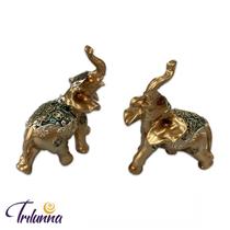Elefante 10cm Dourado - Conjunto 2pç - Trilunna